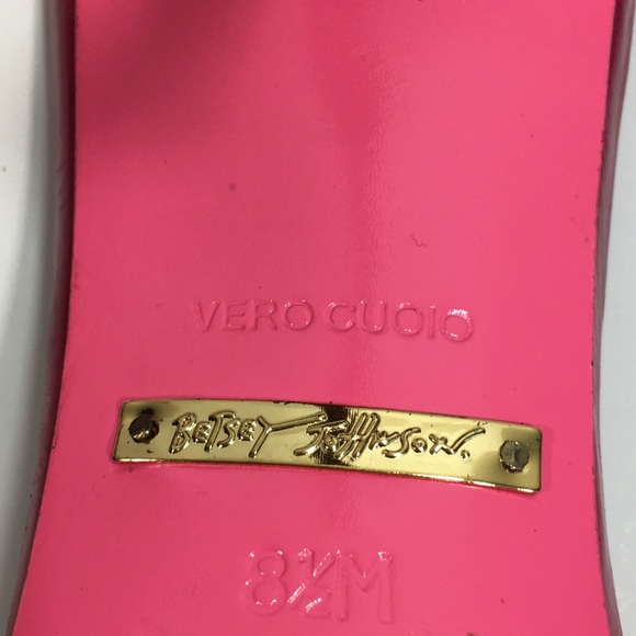 🎀 Betsey Johnson Pinup Bow Pink Lace Sandal Heels - Picture 8 of 8